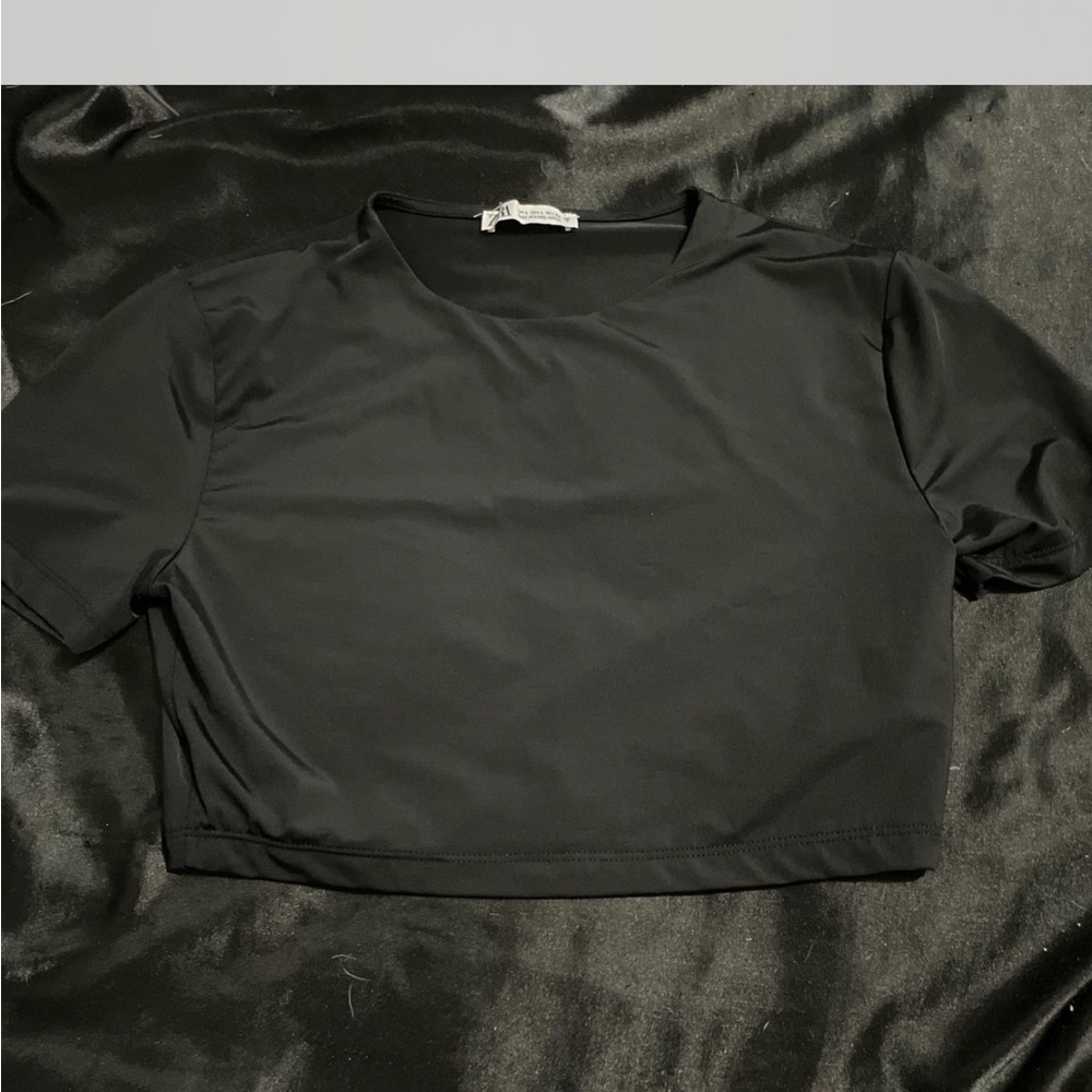 Zara Black Short Sleeve Crop Top